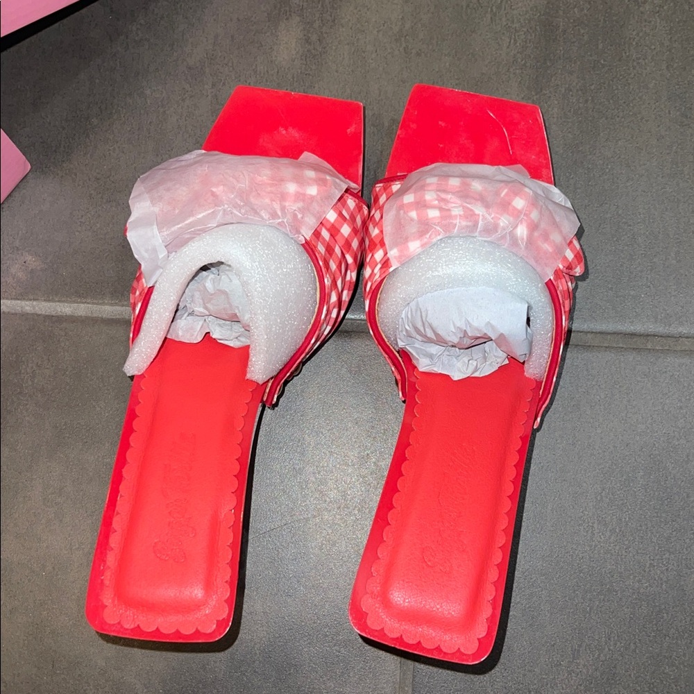 Sugar Thrillz Red Gingham Mules